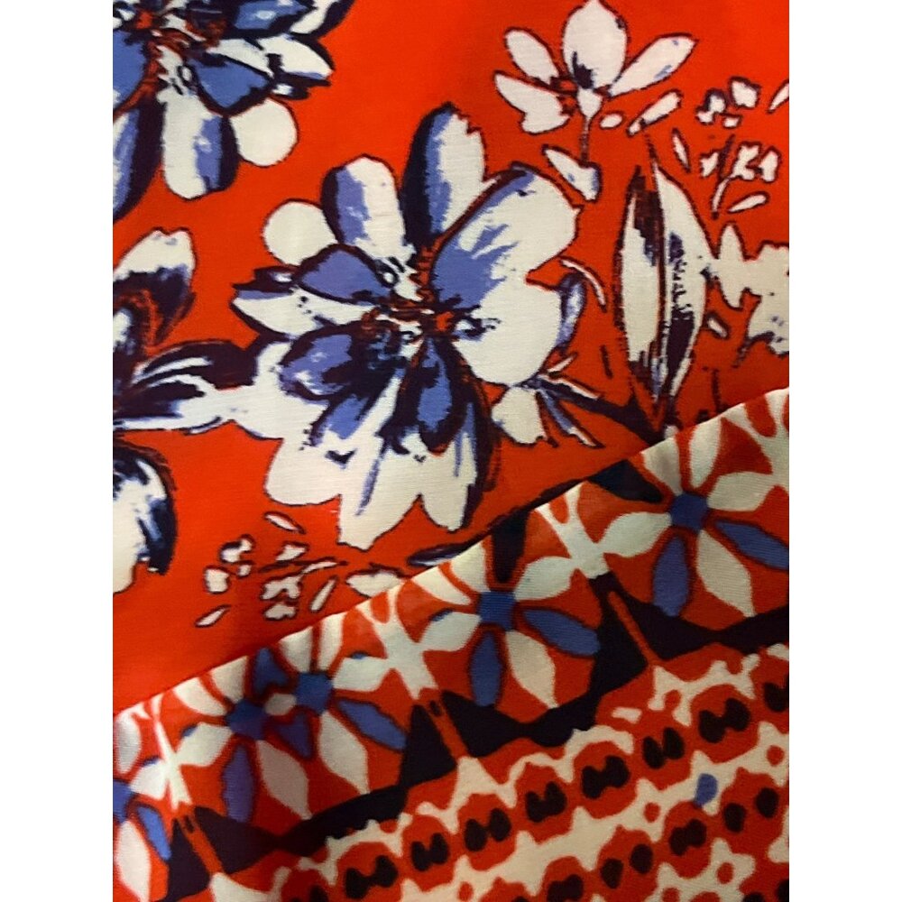 Alyx Floral Sleeveless Blouse Womens L Red Blue Lined Shell Used - Picture 11 of 13